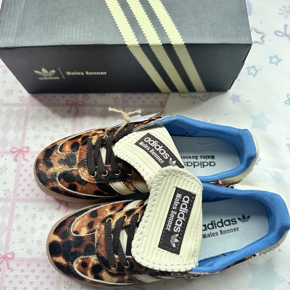 adidas x Wales Bonner Samba Leopard Print Pony Hair Low-Top Sneakers - Picture 1 of 11